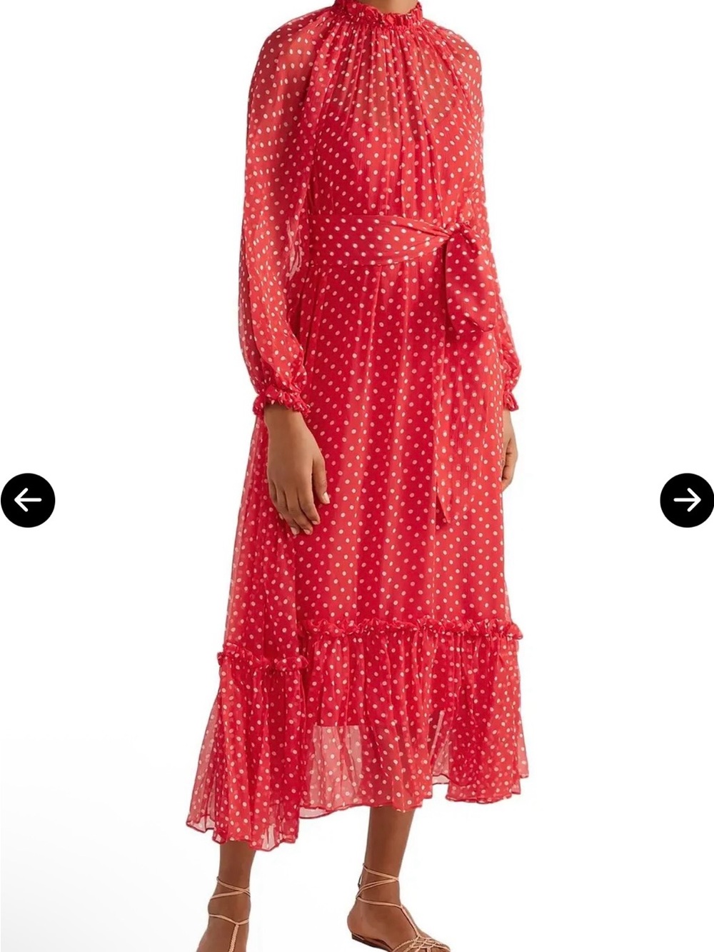Zimmermann Ninety Six Swing Belted Polka Dot Georgette Midi Dress 2/US 8 Silk